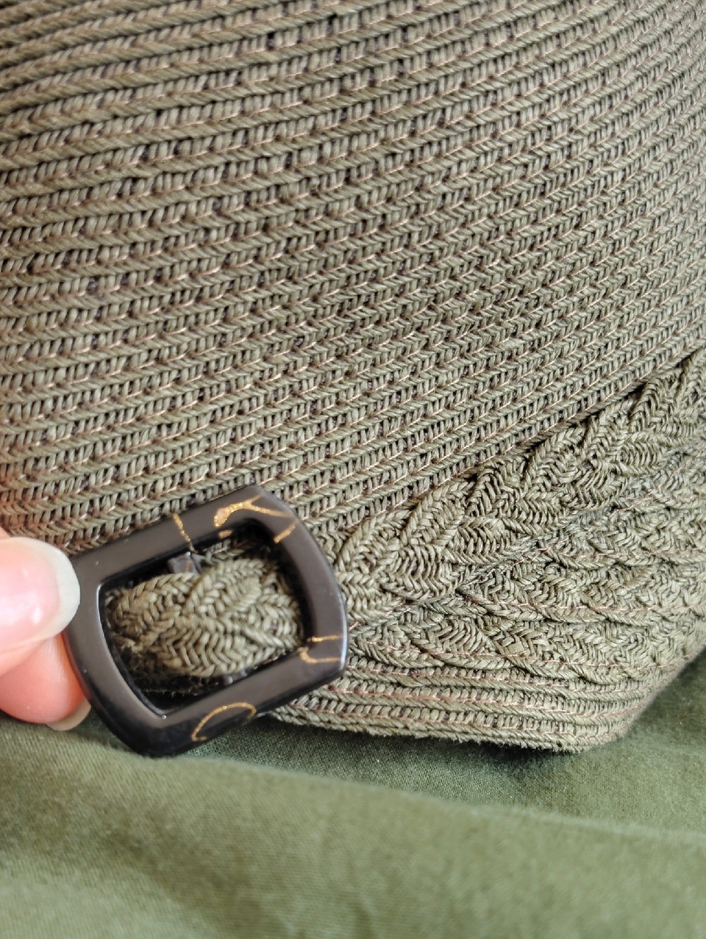 Olive Green Paper Braided Hutkonig Hat - Picture 3 of 5